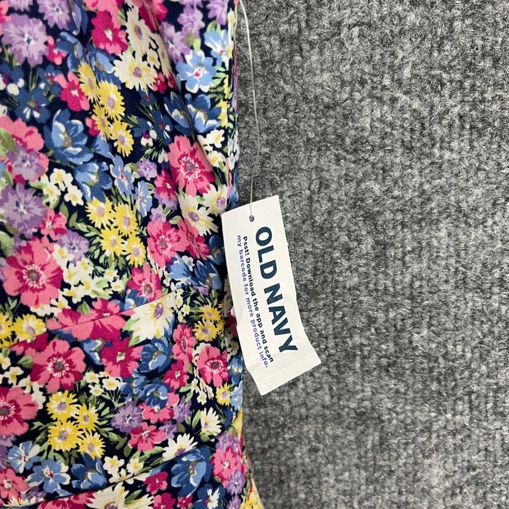 NEW Old Navy Fit & Flare Dress Womens Large Multi Floral Smocked Back Mini